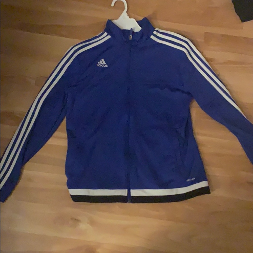 Blue and white striped adidas jacket